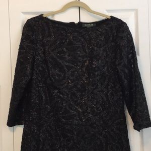Lauren by Ralph Lauren Sequin 3/4 Sleeve Dress 8